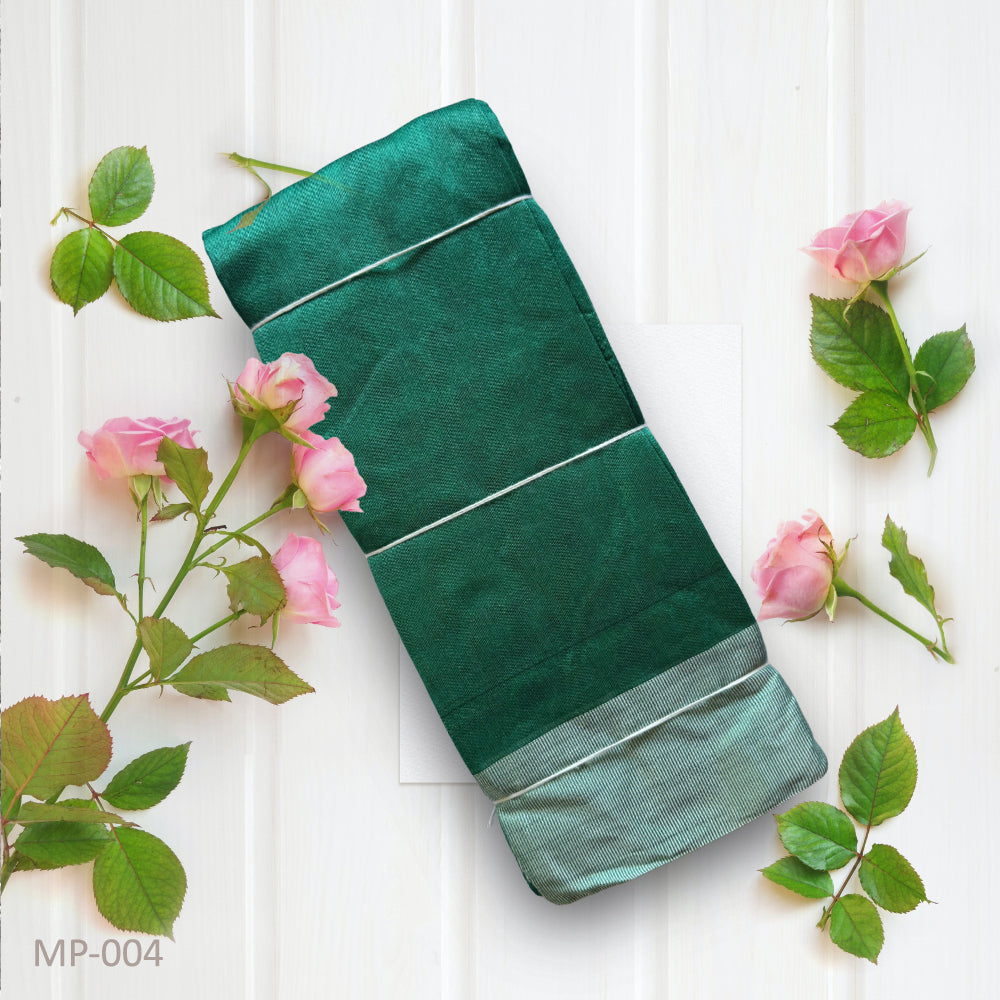 Elegant Teal Green Mix Cotton Saree with a Classic Silver Border