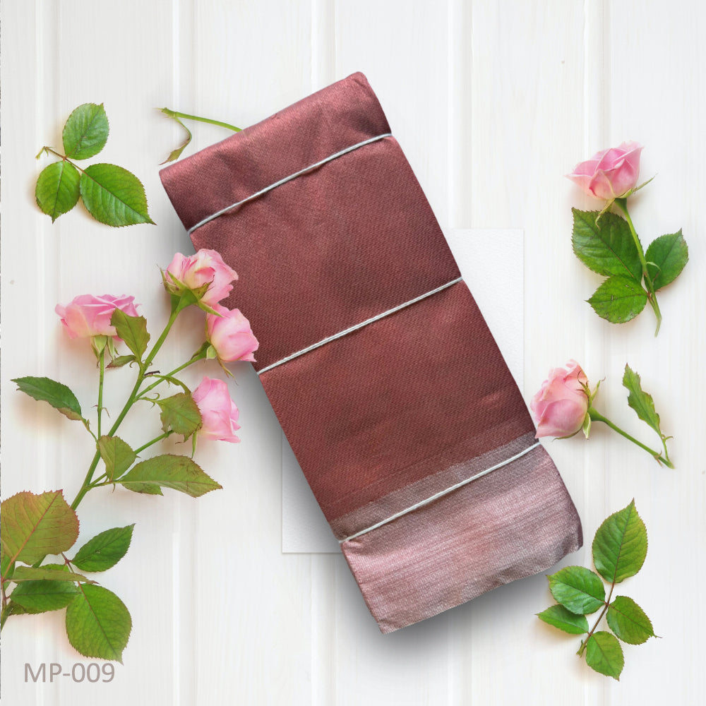 Sophisticated Dusty Rose Brown Mix Cotton Saree with a Silver Border